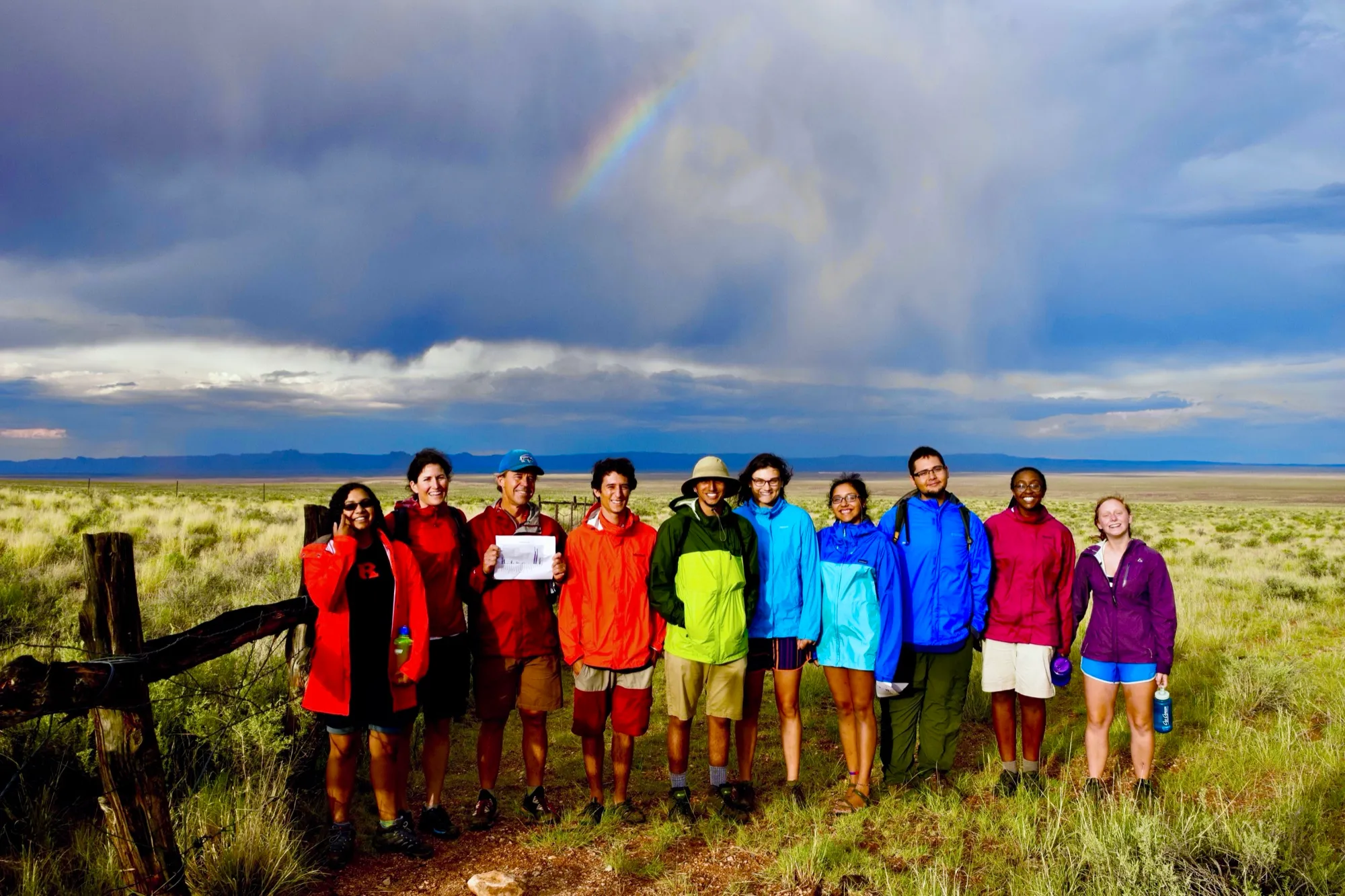 Students lining up to match the colors of the rainbow, after a thunderstorm in the House Rock Valley. Photo by Melissa Mark.