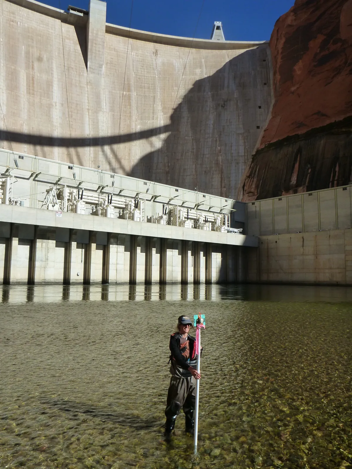 Surveying the channel below Glen Canyon Dam